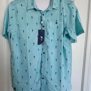 William Bill Murray Golf Shirt NWT Sz Large Lt Blue w/Seahorse